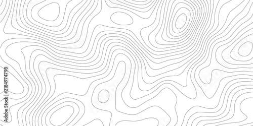 Topographic map background, abstract contour lines on white, minimalist mountain geography vector pattern for cartography