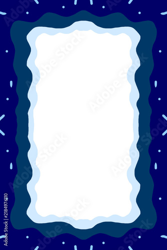 Blue Winter Decorative Border Frame Vector Illustration