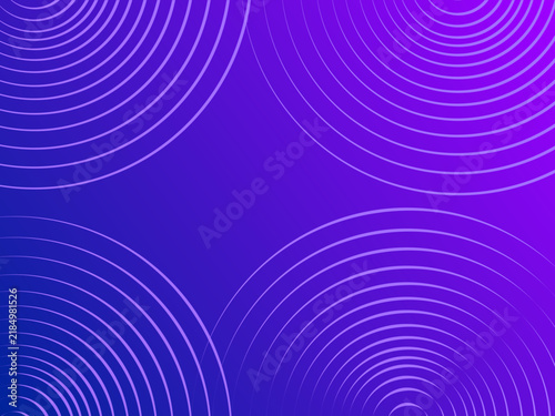 Abstract vector illustration of modern purple blue background with concentric circle lines pattern. Futuristic tech wave banner template for digital marketing, business presentation, and web design.