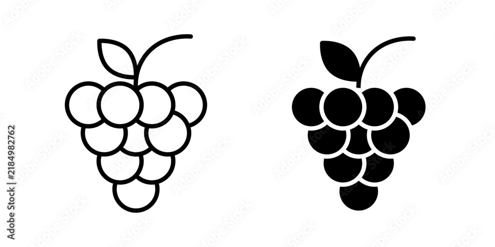 Obraz premium Grape icon representing fresh fruit, vineyards, winemaking, healthy food, agriculture, harvest, nutrition, and natural ingredients