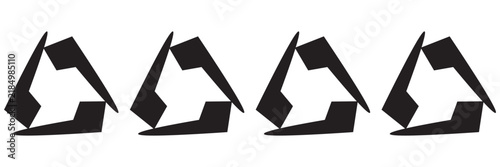Geometric Triangle Logo Set 4 Black Vector Icon Minimal