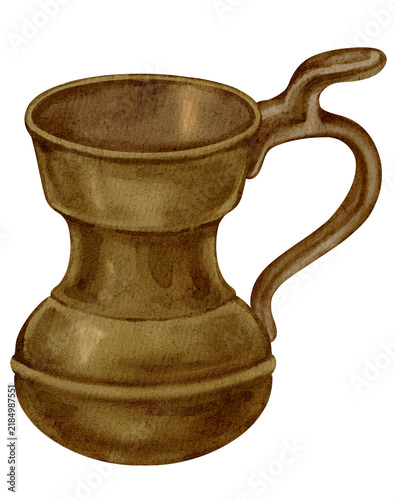 old copper jug watercolor illustration 