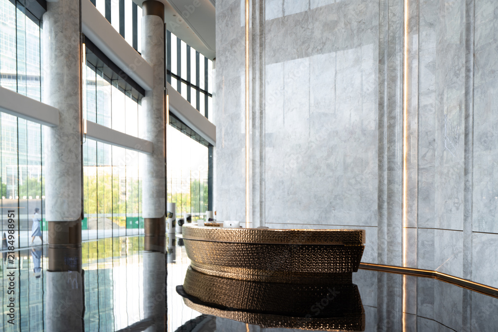 Obraz premium modern hotel lobby marble reception desk interior