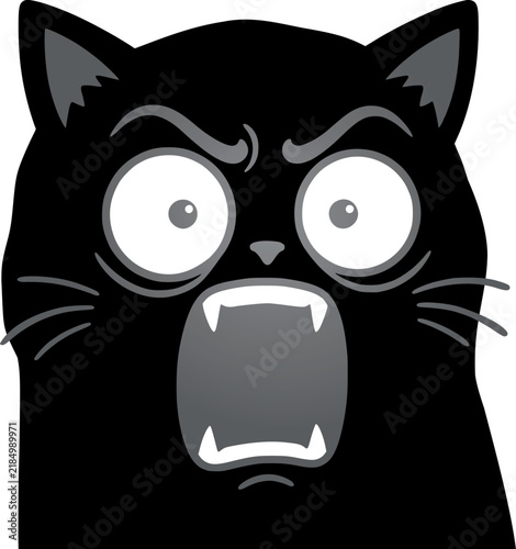фотографія Angry vector cat illustration with open mouth, furious expression, and aggressiv