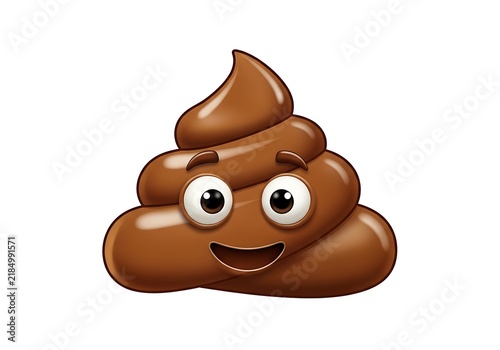 Smiling poop emoji character with eyes and mouth