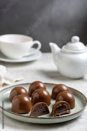 Gourmet Chocolate Truffles and Bonbons with Creamy Chocolate Filling