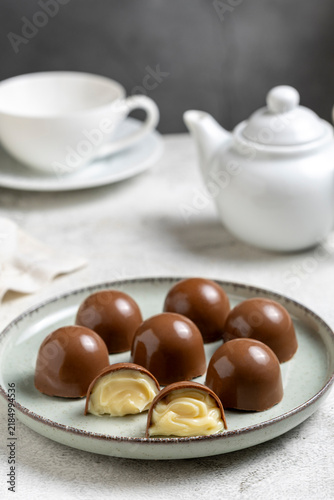 Milk Chocolate Truffles and Bonbons with Creamy White Filling