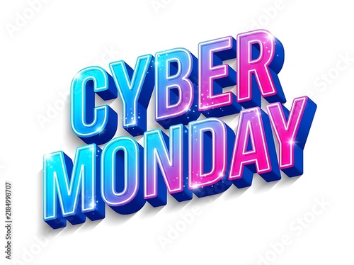 Cyber monday 3d text style isolated on white background