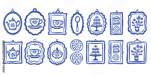 Canvas Print A sophisticated vintage tea-party hand drawn decorative frame Wall Art Doodle Se
