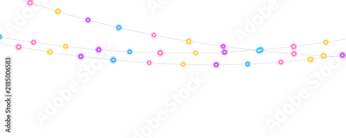 фотографія Decorative multicolor string lights hang against a black background