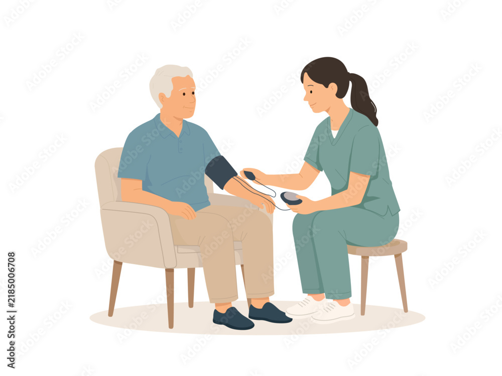 Obraz premium Healthcare Professional Checking Blood Pressure at Home