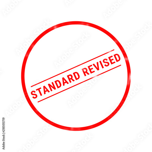 A standard revised stamp illustration features a vibrant red circular seal commonly used to signify document approval or official confirmation of content changes