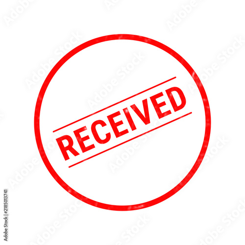 A vibrant red rubber stamp impression clearly states the word received on a pristine white background demonstrating successful confirmation and acceptance of delivery