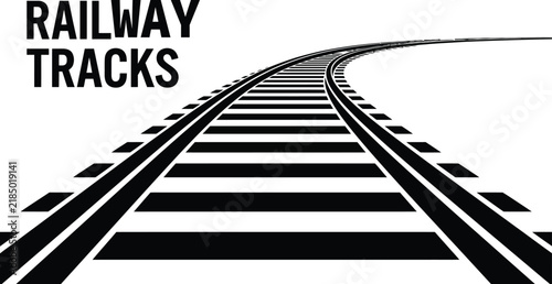 Curved Railway Tracks Vector Graphic

Train Rails Perspective Line Art Illustration

Railroad Track Transportation Symbol