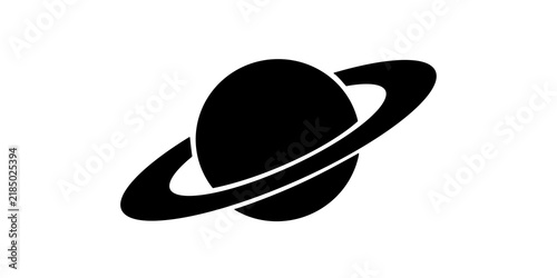 Obraz na plátně Planet saturn silhouette with rings icon on transparent background