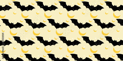 Halloween bat pattern with spooky flying bats illustration
