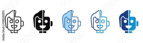 Obraz na plátne Humanoid icon set multiple style collection