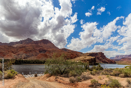 The reddish-brown shale deposits.
