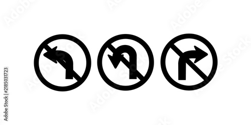Foto No left u turn and right turn prohibition signs for traffic control