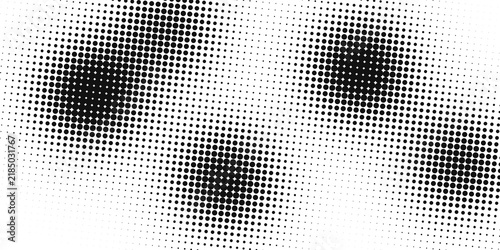Organic blob halftone background PNG with transparent background, soft blobs of dense dots floating on an open ground, landscape halftone background for poster design and social media