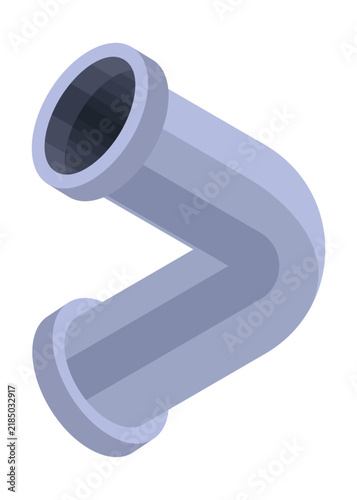 Isometric pipe. Water tube or pipeline for oil or gas industry tube construction. Plastic plumbing system in 3d. Piece of pipe