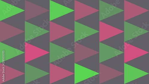 Abstract Geometric Triangle Pattern with Repeating Green, Pink and Gray Shapes, Colorful Minimal Background, Modern Symmetrical Textile and Wallpaper Design