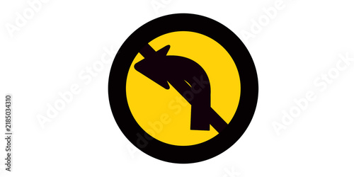 Fotografie Left turn prohibition warning road sign for highway traffic management aid