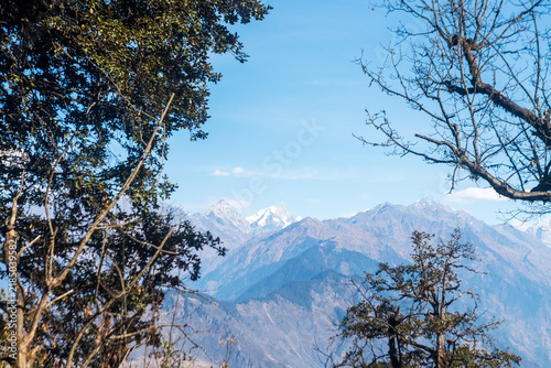 Sticker Scenic landscape in the Himalayas, likely in Uttarakhand in India