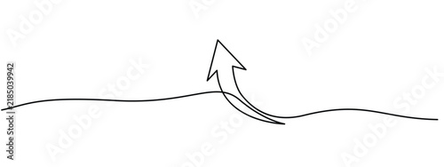 Single continuous line of an upward pointing arrow