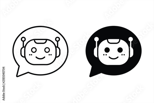Chatbot And AI Assistant Icon - Virtual Bot Logo For App And UI
