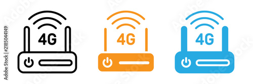 4g technology icons set showing router, signal, and modem connection isolated on transparent background, Vector