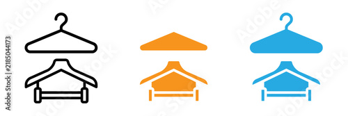 Three colorful hanger icons in a flat design style isolated on transparent background, Vector