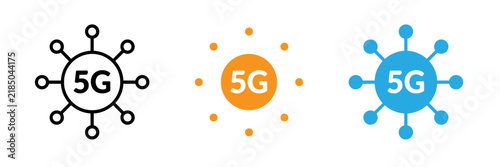 Modern 5g network connection icons in different styles isolated on transparent background, Vector