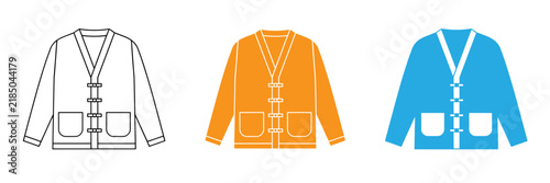 Three stylish vest designs in different colors isolated on transparent background, Vector
