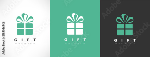 gift box with bow logo vector