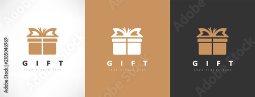 gift box with bow logo vector