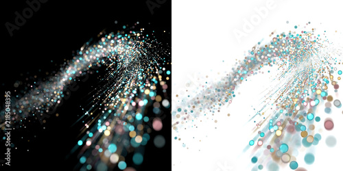 Png of abstract background with glowing particles and light trails, dynamic motion effect with bokeh circles, artistic digital illustration of energy flow isolated on transparent background