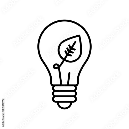 Eco light bulb with leaf icon for green energy, sustainable technology, and clean environment in transparent background