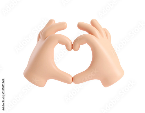 Two human hands forming heart shape gesture expressing love care gratitude support and compassion on isolated background