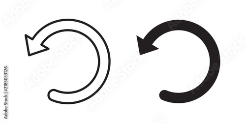 Fotografie Undo icon flat outline in black