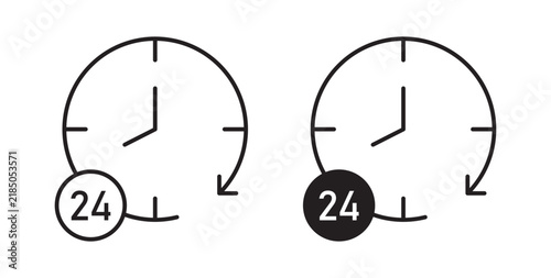 Foto Time twenty four icon flat outline in black