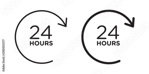 Bild auf Leinwand Time twenty four icon flat outline in black