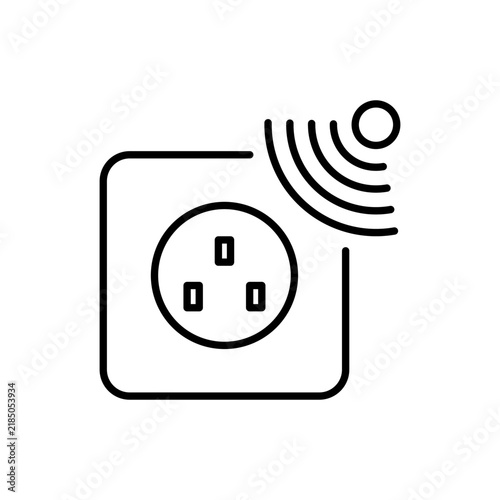 Smart socket wireless icon for IoT home automation, electrical power outlet, and remote control system symbol in transparent background