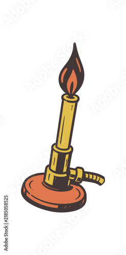 Retro Bunsen Burner Illustration with Science Flame