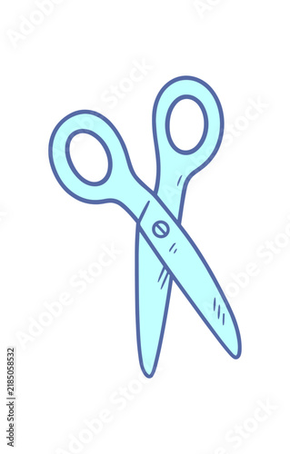 Blue Hand Drawn Scissors Illustration