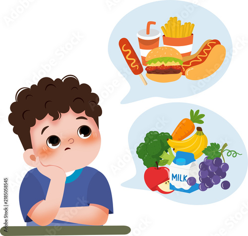 Kir with healthy and unhealthy food
