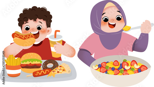 Kir with healthy and unhealthy food