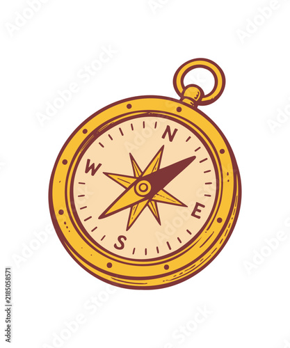 Vintage Gold Compass Vector Illustration for Travel and Navigation