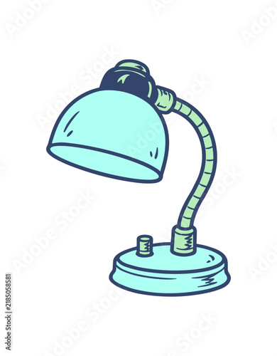 Retro Teal Desk Lamp Illustration and Icon