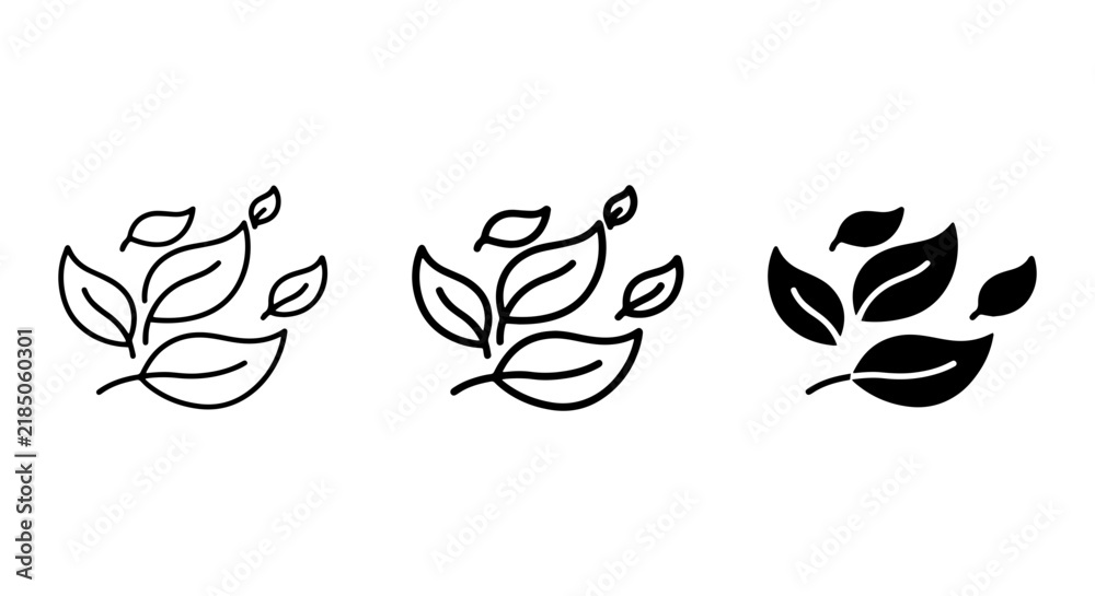 Obraz premium Organic Leaf Icons, Nature Elements Set, Greenery Vector Graphics, Eco-Friendly Design Assets
